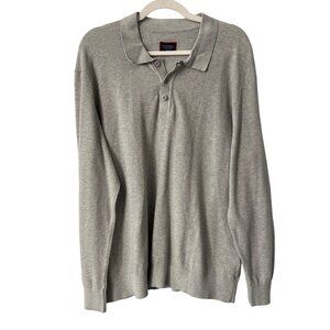 UNTUCKit Alexander Henley Polo Shirt XXL Long Sleeve Regular Fit Gray Old Money